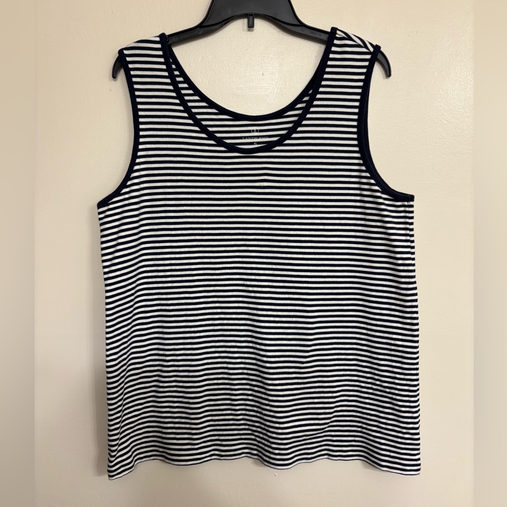 Lands' End Navy And White Striped Tank Top